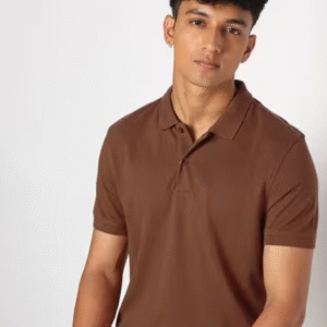 Yousta Casual Polo Collar Brown T-Shirt for Men