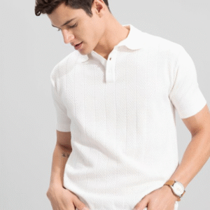 Snitch Casual Polo Collar Off White T-Shirt for Men