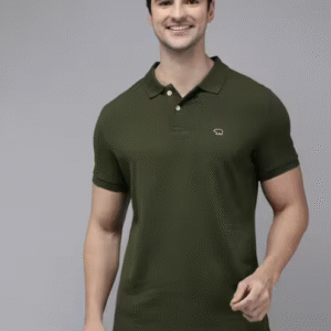 The Bear House Casual Polo Collar Green T-Shirt for Men
