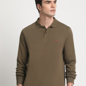The Bear House Casual Polo Collar Green T-Shirt for Men