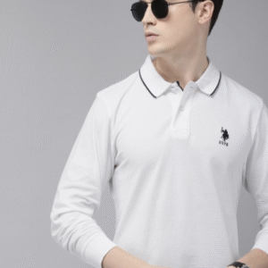 US POLO ASSN. Casual Polo Collar White T-Shirt for Men