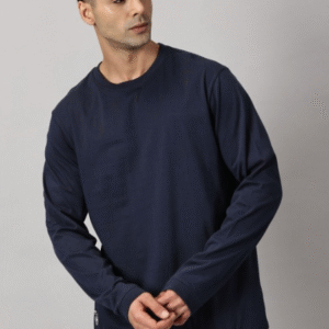 THE HOLLANDER Solid Round Neck Cotton T-Shirt