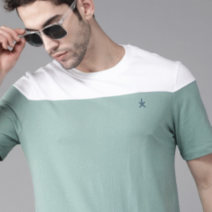Roadster Colourblocked Round Neck Pure Cotton T-shirt For Men
