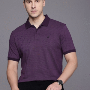 Louis Philippe Pure Cotton Geometric Printed Polo Collar T-shirt For Men