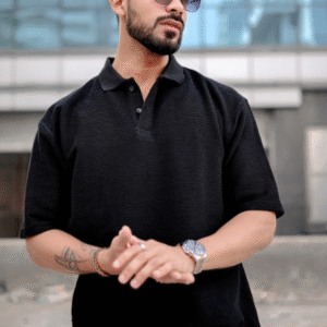 Maniac Polo Collar Cotton Oversized Casual T-shirt For Men