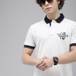 U.S. Polo Assn. Brand Logo Printed Polo Collar Pure Cotton Slim Fit T-shirt For Men