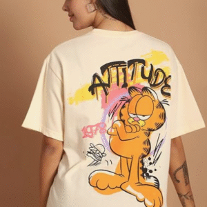 Fabflee Graphic Printed Cotton Oversized T-shirt For Women