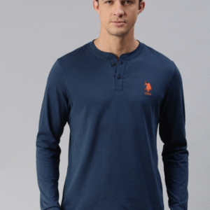 U.S. Polo Assn. Pure Cotton Henley Neck Lounge T-shirt For Men