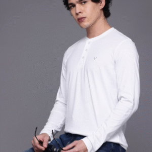 Allen Solly Pure Cotton Henley Neck T-shirt For Men