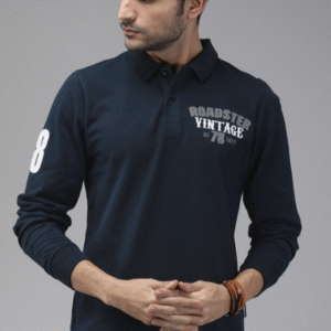 Roadster The Lifestyle Co Solid Embroidered Polo Pure Cotton T-shirt For Men