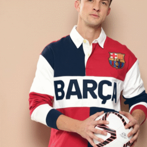 FC Barcelona Polo Collar Pure Cotton Oversized T-shirt For Men