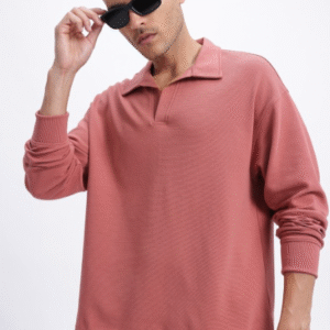 Glitchez Polo Textured Oversize T-shirt For Men