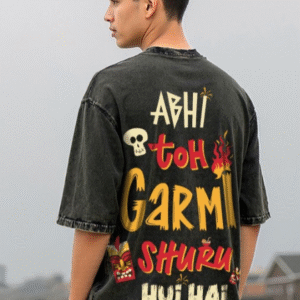 BEWAKOOF Black Hot Headed Graphic Printed Oversized T-shirt For Men