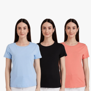 Symbol Cotton Stretch Regular Fit Half Sleeve T-Shirt For Women (Pack of 3)