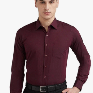 Van Heusen Work Solid Deep Wine Shirt for Men