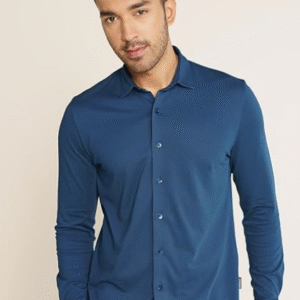 Damensch Sports Solid Blue Shirt for Men