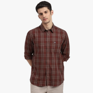 Arrow Work Checked Maroon Shirt for Men