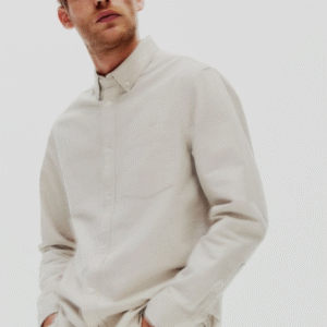 H & M Work Solid Beige Shirt for Men