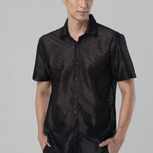 Snitch Party Self Patterned Black Shirt for Men