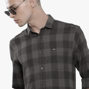 The Indian Garage Co Casual Buffalo Check Grey Shirt for Men