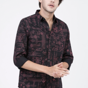 Highlander Casual All Over Print Black Shirt for Men