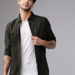 Highlander Casual Checked Green Shirt for Men