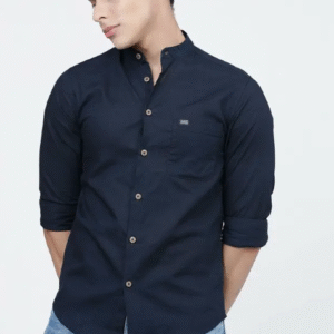 The Indian Garage Co Work Solid Blue Shirt for Men
