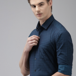 Arrow Work Checked Blue Shirt for Men