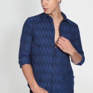 Flying Machine Casual Self Patterned Blue Shirt for Men