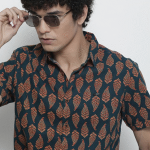 The Indian Garage Co  Ethinic Motive Print Blue Shirt for Men