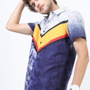 Highlander Party Abstract White & Blue Shirt for Men