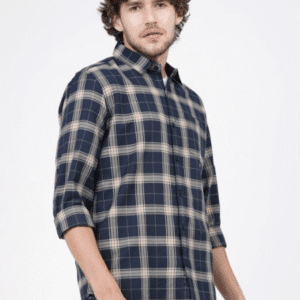 Ketch Work Checked Blue Shirt for Men