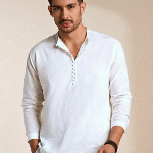 Kingdom Of White Casual Solid White Shirt for Men