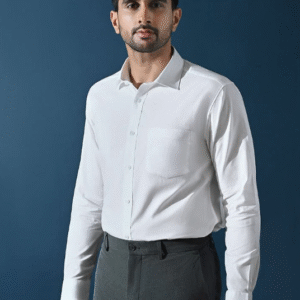 Kingdom Of White Work Solid White Shirt for Men