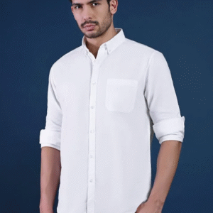 Kingdom Of White Work Solid White Shirt for Men