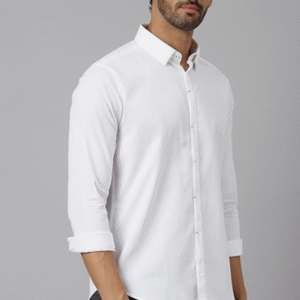 Kingdom Of White Work Solid White Shirt for Men