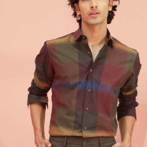 Rare Rabbit Work Maroon Checked Shirt for Men