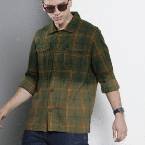 The Indian Garage Co Casual Green Checked Shirt for Men