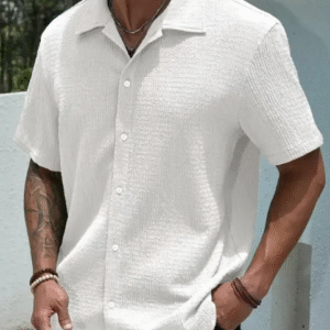Combraided Slim Fit Solid Spread Collar Casual Shirt For Men
