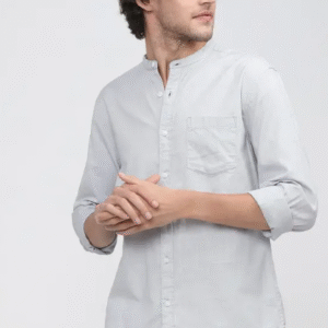 KETCH Solid Mandarin Collar Casual Shirt For Men