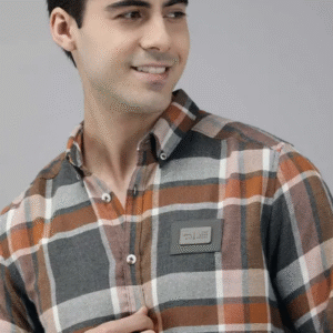 THE BEAR HOUSE Checkered Button Down Collar Casual Shirt For Men