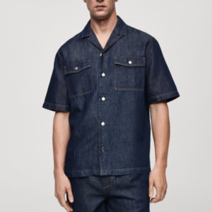 MANGO MAN Cotton Linen Denim Shirt For Men