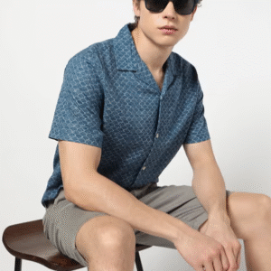 GAP Resort Collar Linen Blend Printed Shirt For Men