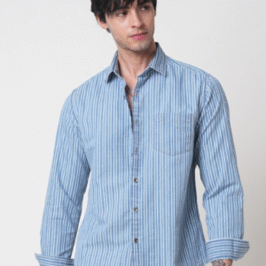 VASTRADO Classic Vertical Striped Pure Cotton Casual Shirt For Men