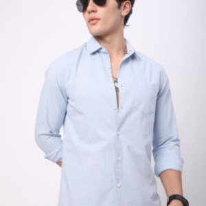 VASTRADO Classic Fit Micro Checked Cotton Casual Shirt For Men
