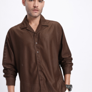 Glitchez Self-Striped Oversized Shirt For Men
