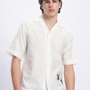 Glitchez Self-Checked Embroidered Shirt For Men
