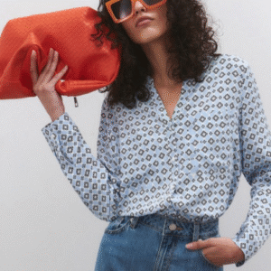 Selvia Casual Cuffed Sleeves Printed Shirt For Women