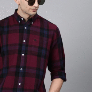 THE BEAR HOUSE Checkered Cut Away Collar Casual Shirt For Men