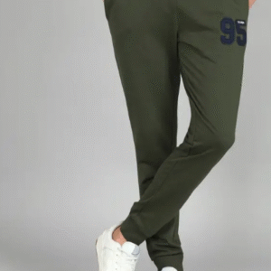 Alan Jones Casual Solid Green Track Pant for Men